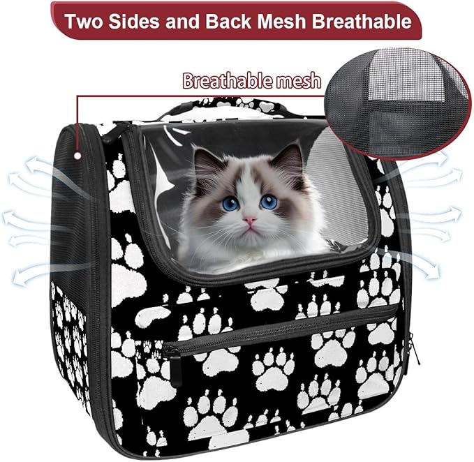 Chalk Dog paw Print Pet Carrier Airline Approved Soft Sided Portable Cozy Travel Pet Bag, Car Seat Safe Carrier for Cats and Dogs
