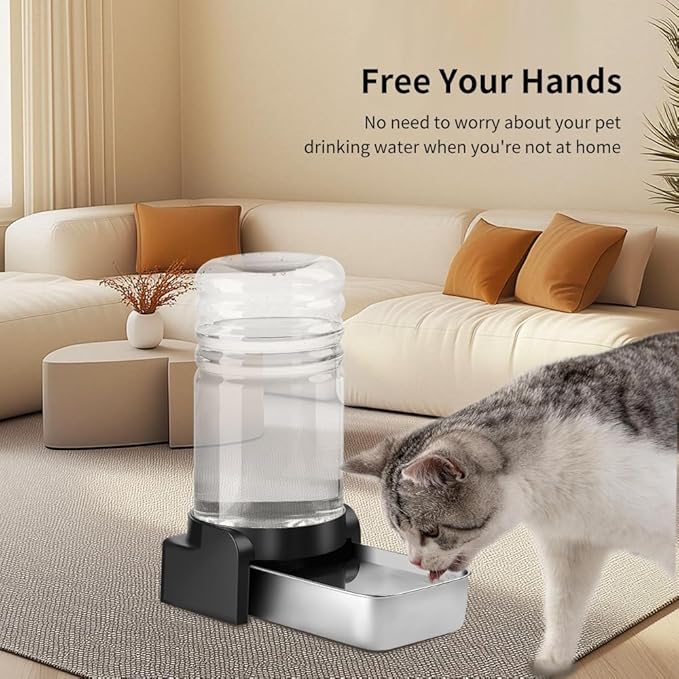 Marchul 1.9 Gallon Dog Water Dispenser, Automatic Dog Water Dispenser with Placemat and Stainless Steel Bowl, Large Gravity Pet Bowl for Dogs Medium to Large (3 Filters) 7.2L