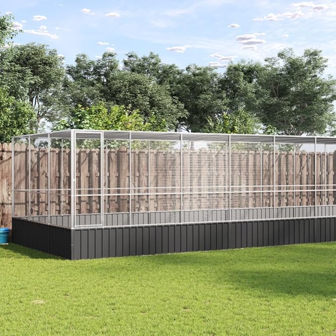 Steel Aviary with Extension, Large Flight King Bird Cage for Cockatiels African Grey Quaker Amazon Sun Parakeets Green Cheek Conures Pigeons Parrot Bird Cage, 448.4"x120.9"x83.5",-118
