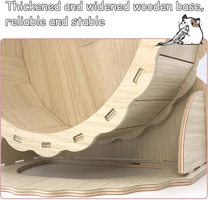 Hamiledyi Wooden Hamster Wheel, Small Pets Exercise Wheel, Silent Running Wheel for Gerbil, Mice, Guinea Pigs, Dwarf Syrian Hamster (8.26in)