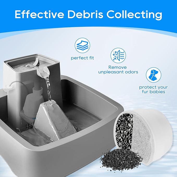 Cat Fountain Filter - Pre-Sponge & Carbon Filters Fit for Petsafe & Drinkwell Fountain - 4+4 Pack