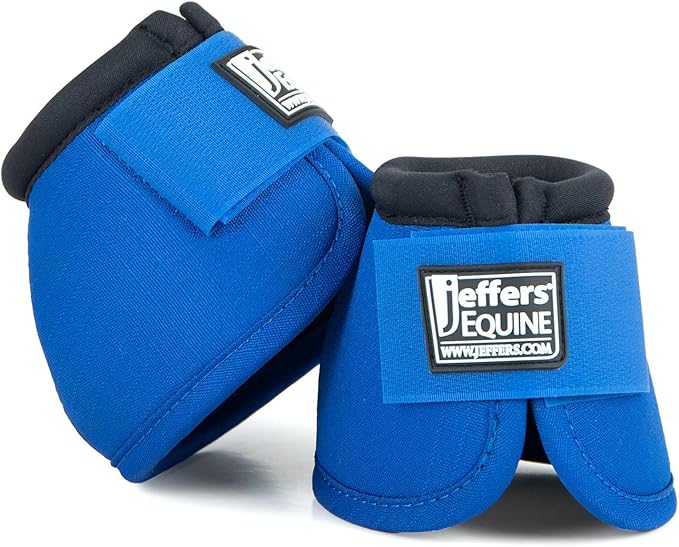 Jeffers Equine No Turn Bell Boots for Horses - Blue, Large | Shock Absorbing Hoof Protection | Secure Double Hook & Loop Closure, Perfect for Travel, Turnout, Training, & Riding - 1 Pair