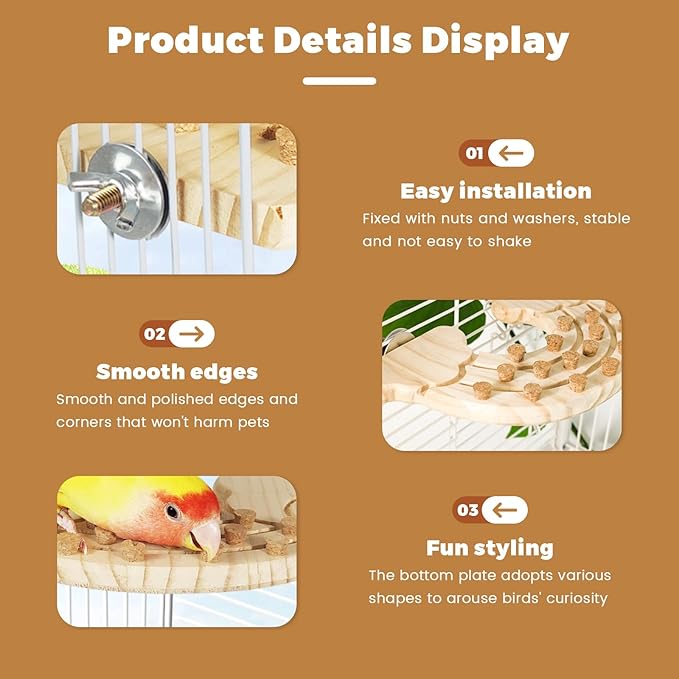 Bird Chew Toy with Screw Mount – Wooden Foraging Toy for Parrots, Cockatiels, Conures, Budgies, Finches, Small to Medium Birds, Secure Cage Attachment, Safe and Durable Design (Rainbow)