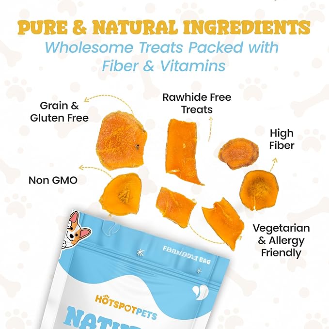 Dehydrated Natural Pumpkin Slices for Dogs- Crunchy Treats- 1lb Stay Fresh Resealable Bag, All-Natural- High Protein, Great For Sensitive Stomachs, Low Fat, A Healthy Rawhide Alternative for All Dogs