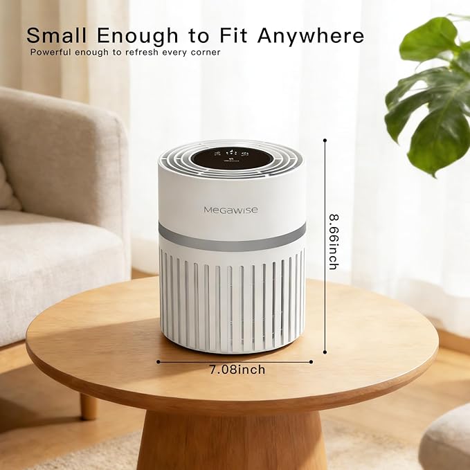 MEGAWISE Air Purifier for Large Rooms, Home, Pets, Bedrooms, Up To 1076 ft² H13 True HEPA Filter, 25db Filtration System Cleaner Odor Eliminators, Remove 99.97% Dust Smoke VOCs
