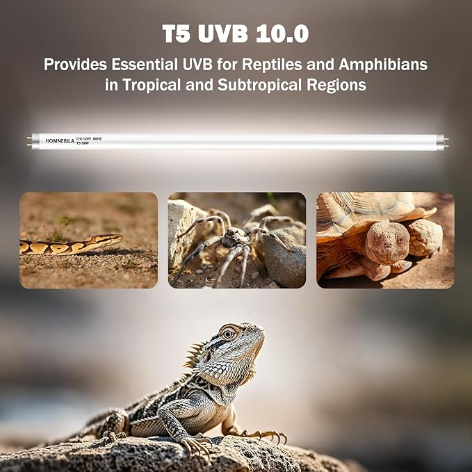 T5 10.0 UVB Reptile Light Bulb 39W, UVA UVB Light Bulb for Reptiles, 2 Pack Reptile UVB Lamp Tube 33 Inch, for Bearded Dragon, Lizards, Chameleons