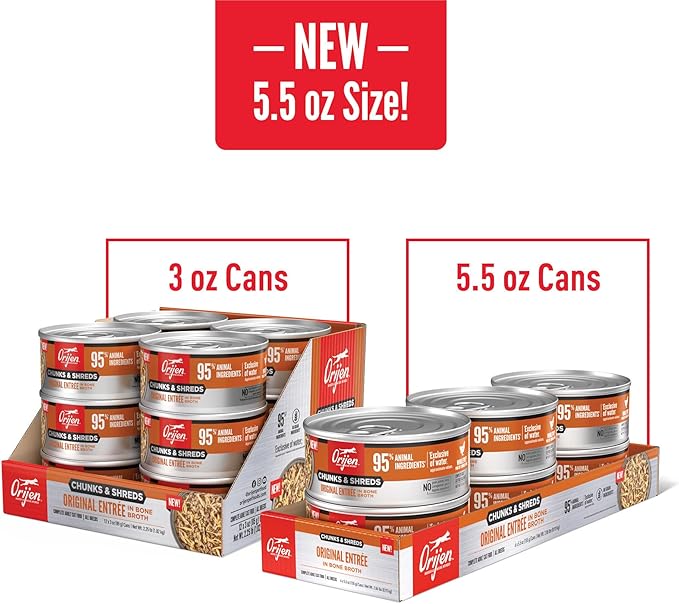 ORIJEN Chunks & Shreds Wet Cat Food Original Entrée 5.5oz Cans (6 Count)