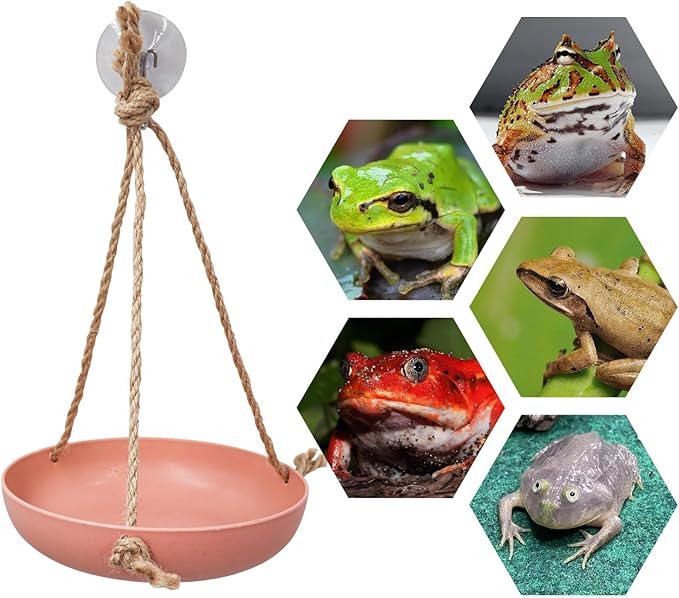 Frog Swing Toys, Plastic Reptile Amphibian Climbing Toys, Tank Aquarium Terrarium Decoration Accessories, Suitable for Frog Gecko Lizard Chameleon Hermit Crab (Pink, Small)