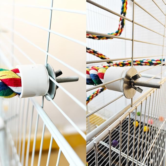 31.5-Inch × 0.8-Inch Diameter Nipple Style Bird Rope Perch, Bird cage Accessories, Rope perches for Conures,Parrots,Cockatiel,Lovebird,Budgerigar,Parakeet perches Birds Standing Pole