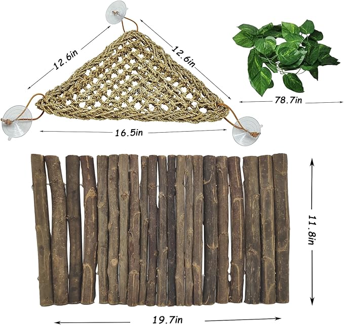 Hamiledyi Bearded Dragon Tank Accessories, Extra Large Reptile Hideout Wooden Bridge Ladder Habitat Decor Climbing Toys Stairs for Iguana Tortoise Lizard Gecko Snake Chameleon