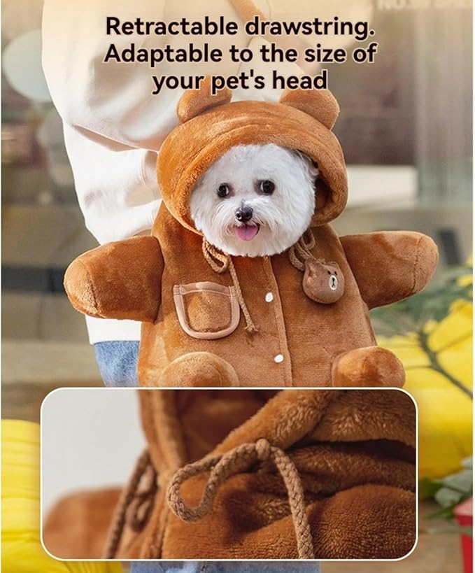 Cat Puppy Costume Winter Warm Outing Backpack Cute Bear Bee Design Anti-Escape Bag for Kitten Cat Small Dog (bee,Medium)