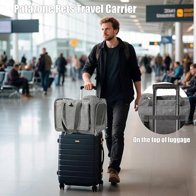 Soft Cats Carrier for Small Dogs Carriers Airline Approved Puppy Travel Bag Softsides Puppy Carry,Soft-Sided,Pets Small Animals Rabbits Bunny Outdoor (Gray)