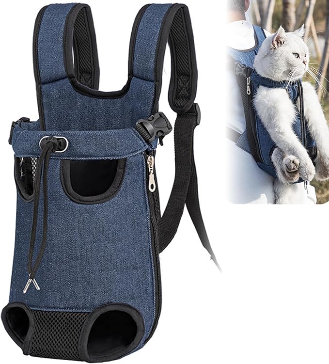 Portable Pet Carrier Backpack, Adjustable Pet Front Cat Dog Carrier Backpack Travel Bag for Small Medium Dogs Cats Puppies, Cat Backpack Carrier for Hiking Cycling (M, S)