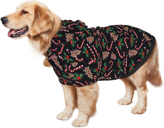 Christmas Tree Black Hoodie,Christmas Cosplay Dog Clothes with Pocket and Hat Winter Clothes Sweaters Small
