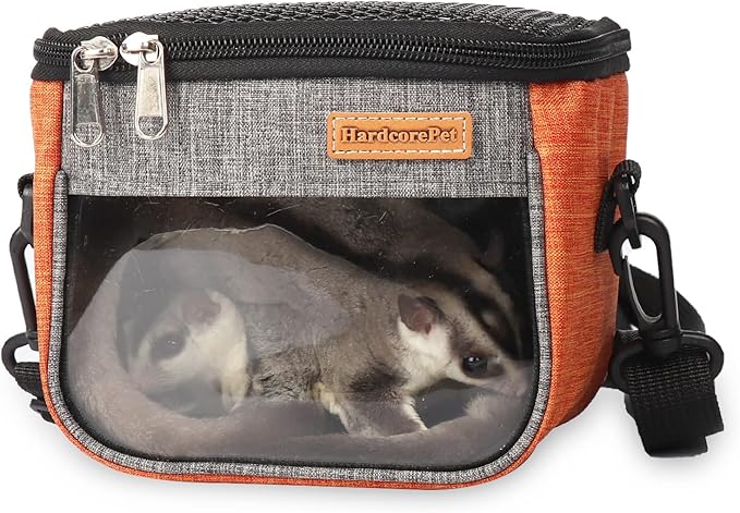 Small Pet Carrier Bag, Breathable & Portable – Small Animal Travel Bag with Detachable Strap Zipper for Sugar Glider, Hamster, Rat，Gerbils (Orange)