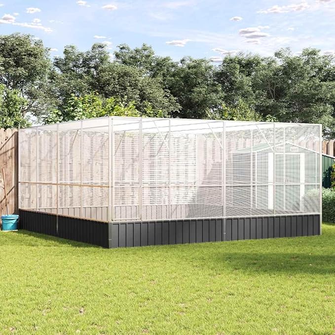 Steel Aviary, Large Bird Cage with Lockable Door, Aviary Spacious and Versatile Cage Ideal for Parakeets, Parrots, Lovebirds, Cockatiels, Pigeons, 164.6"x163"x83.5",-275