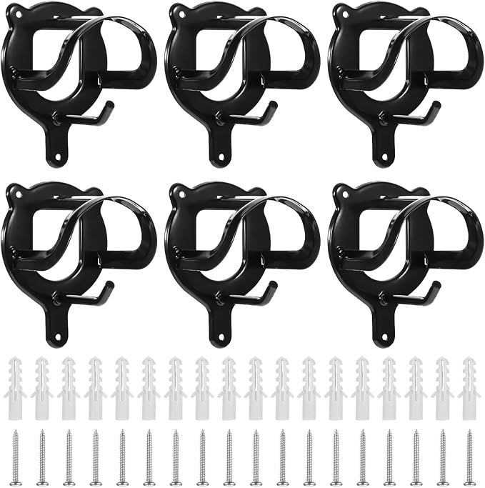 MAQUITA 6 Counts Horse Bridle Rack Bridle Bracket Bridle Hooks Horse Tack Storage Halter Hanger Metal Bridle Holder with Tubes and Screw for Horse Barn Supplies, Black