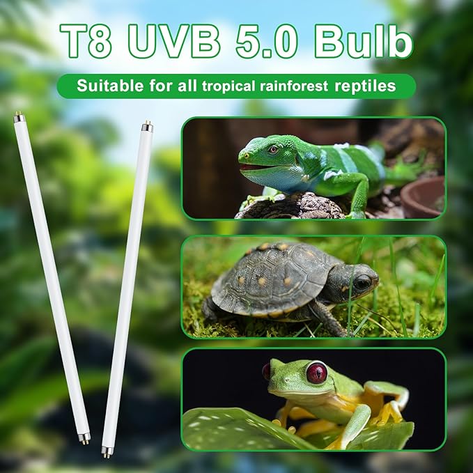 LUCKY HERP T8 30W UVB 5.0 Reptile Light, UVA UVB Reptile Light Bulb 2 Pack, Fluorescent Lamp for Reptiles Amphibians Lizards Chameleons