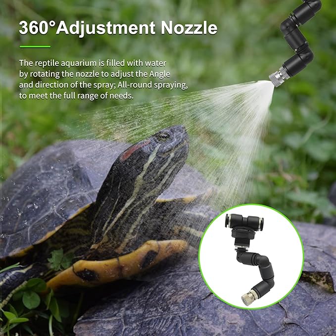 Reptile Mister System with Timer, Reptile humidifier with 6 Spray nozzles,self-Priming Pump Low Noise， misting System for Reptiles of Amphibians, Tanks, Paludarium