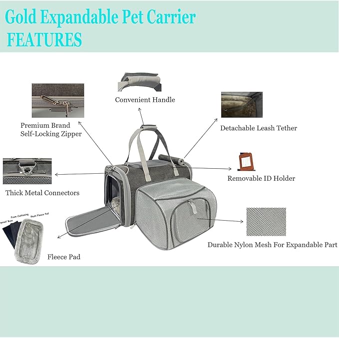 Mr. Peanut's Gold Series Big Apple XL Size Airline Compliant Expandable Pet Carrier V3.0 (Deja Blue)