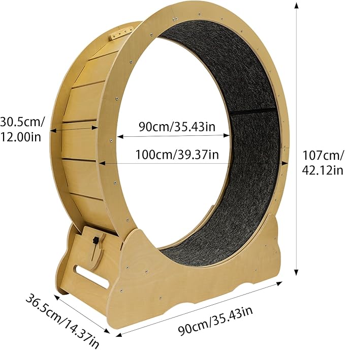 Large Cat Exercise Wheel Cat Running Wheel Treadmill Exerciser with Brake & Carpeted Runway for Most Cats Indoor