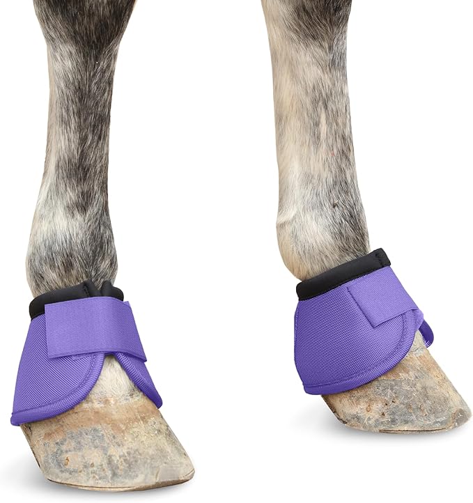 Equine Ballistic Overreach Bell Boots - No-Turn Boots for Horses, Horse Hoof Protection (Sold in Pairs) Purple Medium