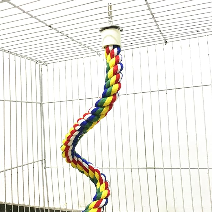 24 Inch Bird Perch Rope - Natural Wood Parrot Perch Stand,with 0.78 Inch Diameter Metal Screw Ends,Interactive Chewing Climbing Toy for Parakeets, Budgies,Cockatiels, Small to Medium Birds