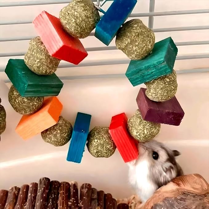 Rabbit Chew Toys,Natural Chew Treats Sticks and Balls for Bunny Chinchilla Guinea Pig Hamster,Bunny Chew Toys for Teeth