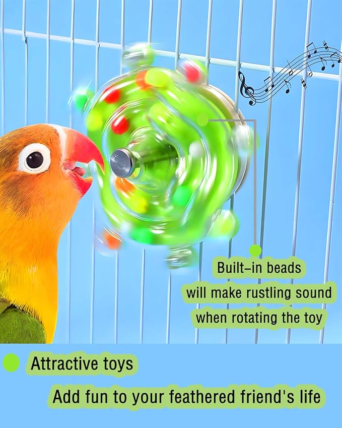 Bird Toys, 2PCS Upgraded Conure Toys Parrot Rotating Toy Parakeet Spinning Toys Bird Rattle Toys Bird Cage Accessories for Small to Medium Birds