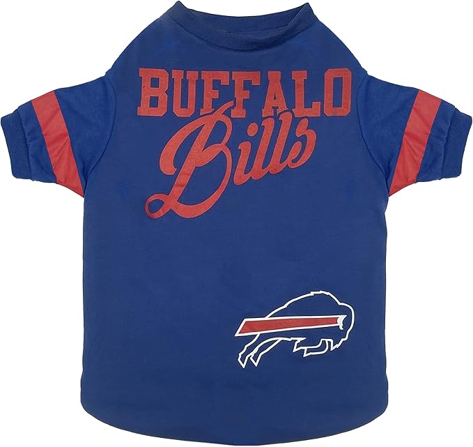 Pets First NFL Buffalo Bills T-Shirt for Dogs & Cats, Large. Football Dog Shirt for NFL Team Fans. New & Updated Fashionable Stripe Design, Durable & Cute Sports PET TEE Shirt Outfit (BUF-4146-LG)