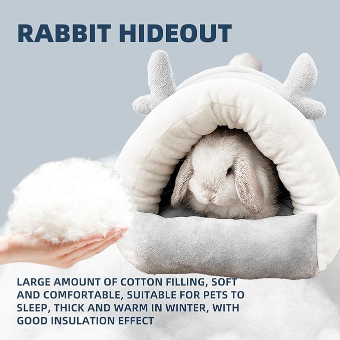 Guinea Pig Hideout, Warm Bed for Guinea Pig,Rabbits, Chinchillas, Cozy Small Animal Winter Shelter (Gray, Medium)