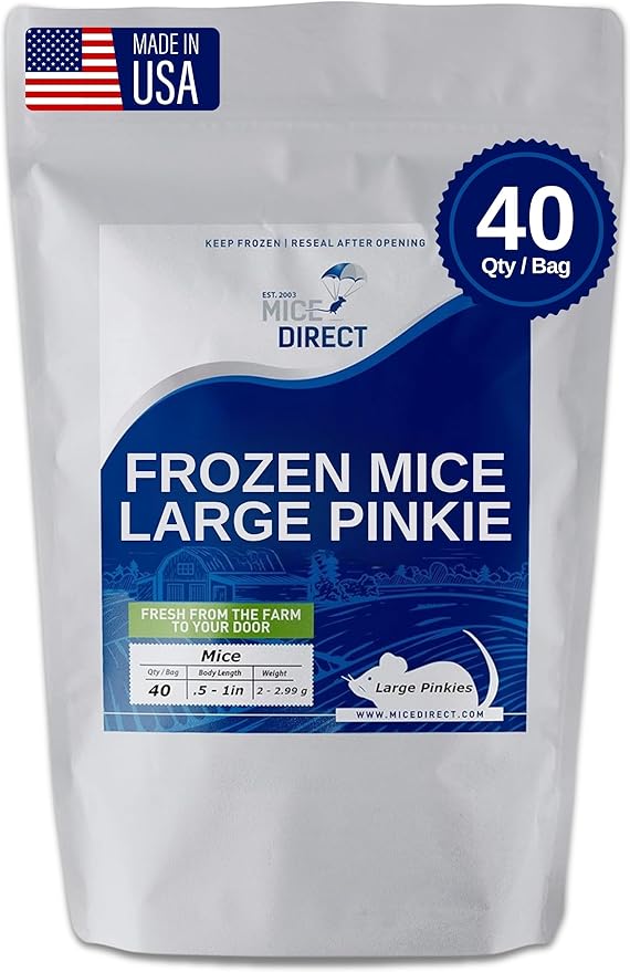 MiceDirect EST. 2003 40 Frozen Mice Pinkie Feeders Snake Food for Corn Ball Pythons Lizards (.5-1 in) (80 Grams Min)