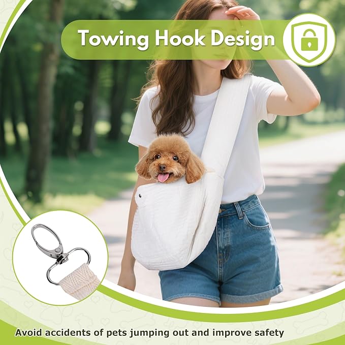 Dog Carrier Sling, Cat Backpack Carrier, Cotton Puppy Carrier Sling, Hands Dog Bag Carrier with Wide Strap Built in Safety Buckle Pocket for Small and Medium Pets (Medium)
