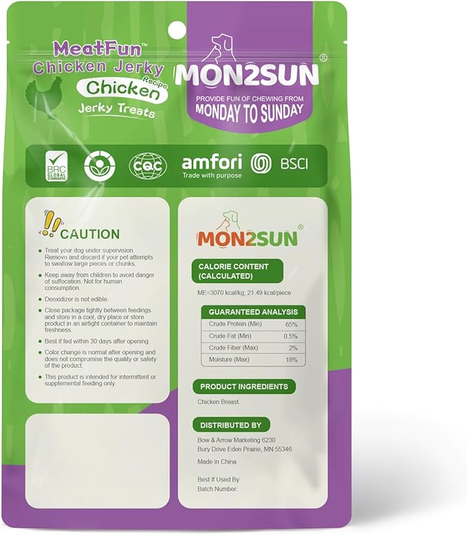 MON2SUN Dog Treats Chicken Jerky, Single-Ingredient, Rawhide-Free, High Protein, Low Fat, Training Treats for Small to Large Dogs, 14.1 oz