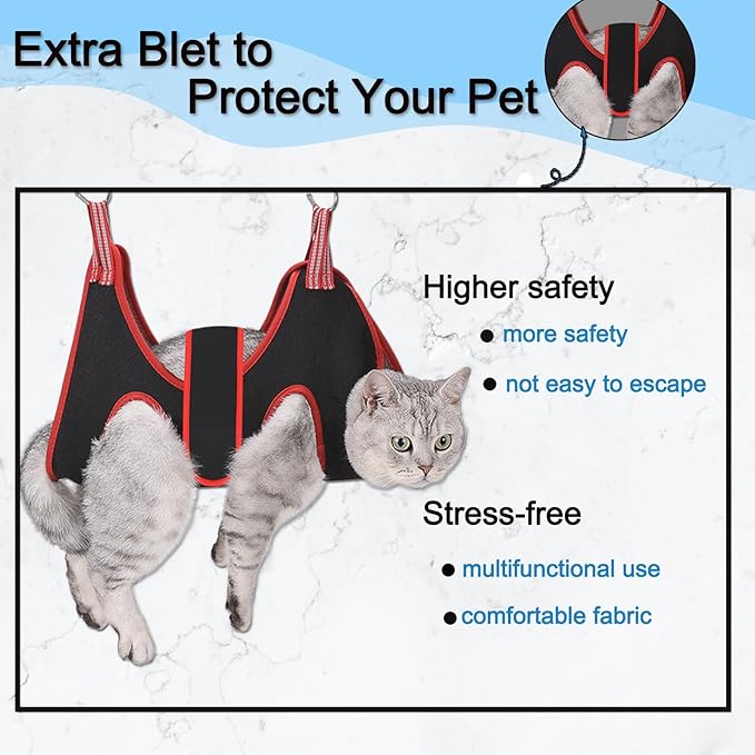 Cat Grooming Hammock Harness for Small Dogs,Pet Hammock Restraint Bag,Dog Grooming Sling for Trimming Nail and Ear/Eye Care(XS Size,6.5")