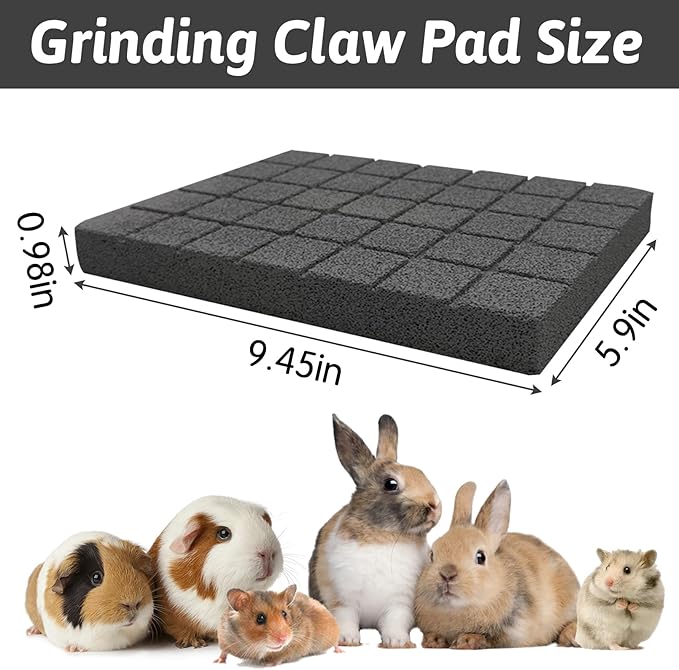 Hamiledyi Rabbit Scratch Foot Pads Bunny Grinding Claw Pad 4 PCS Small Animal Lava Grinding Teeth Stone Hamster Grinding Teeth Block for Guinea Pig Rat Gerbil Chinchilla Hedgehog