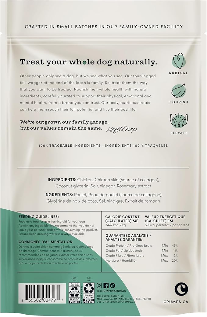 CRUMPS NATURAL Chicken Collagen Jerky 5.4oz, Dog Treats