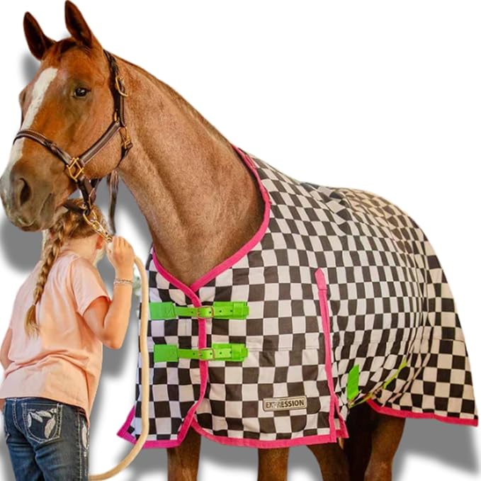 Jeffers Expression 1200 Denier Standard Neck Turnout Sheet, Skater Cowgirl, 72"- Waterproof, Breathable Horse Sheet with 0g Polyfill, No Insulation - Ideal Protection for Wind & Rain, Light Weight