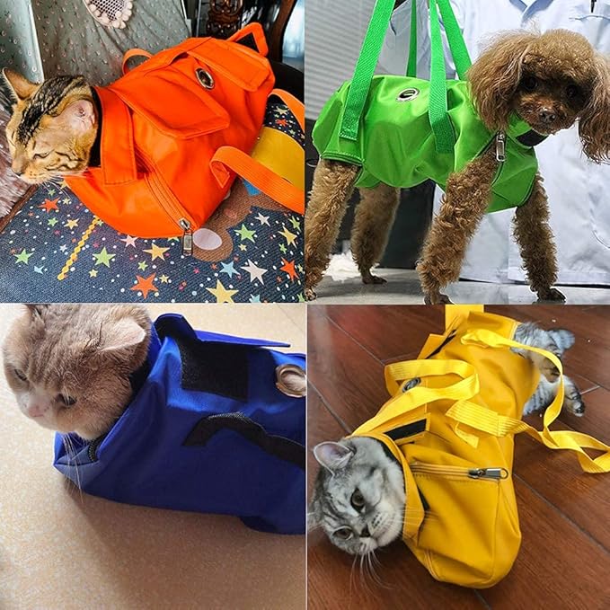 Kukaster Pet Cat’s Restraint Bag for Claw Care Nail Trimming Anti-Scratching Grooming Bag for Cats Medical Examination(Yellow-s)