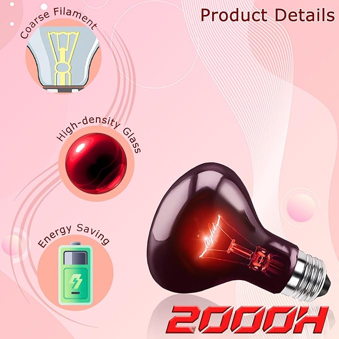 75W Infrared Red Basking Spot Light Bulb – Promotes Growth & Vitality, Heat Lamp for Reptiles & Amphibians, Bearded Dragons, Turtles, Snakes & Chicks, Terrarium & Brooder Heater