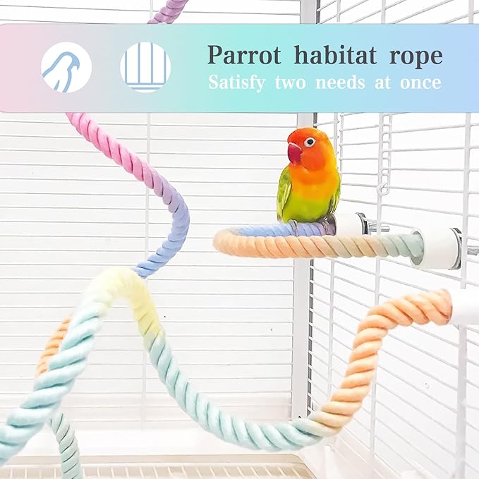 3pcs Gradient Colorful Bird Rope Perch Stand,Bird Cage Climbing Rope Toys Accessories,Bendable Climbing,Parakeet Lovebirds Cockatiels Budgies Play (15.7'',23.6'',39.3''B2)