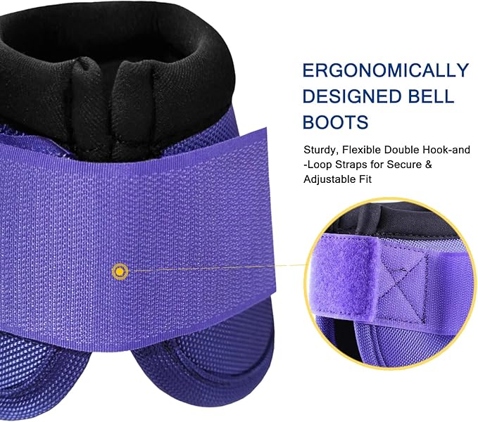 Equine Ballistic Overreach Bell Boots - No-Turn Boots for Horses, Horse Hoof Protection (Sold in Pairs) Purple Medium
