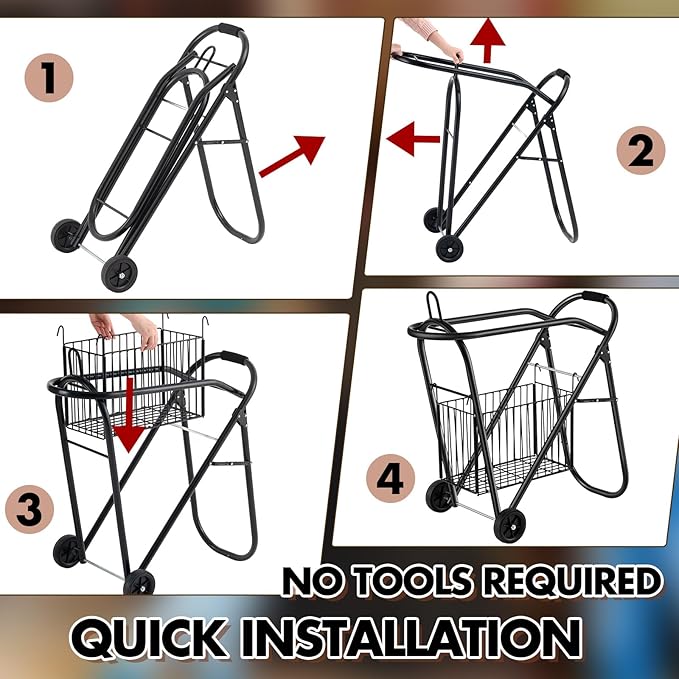 Horse Saddle Tack Cart with Wheels, Rolling Iron Heavy Duty Trailer Organizer with Hooks Foldable Horse Cinch Equipments Stable Storage Tool for Saddle Moving Transport Organizer Supplies