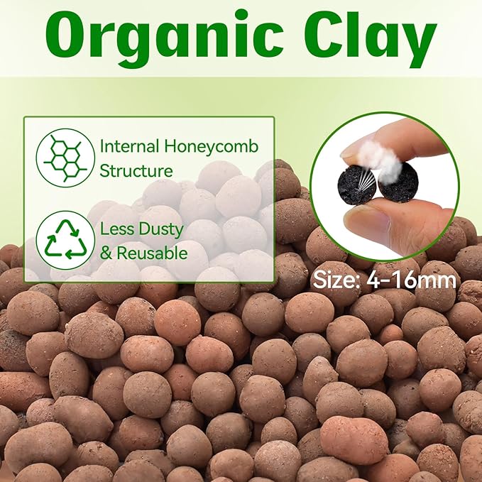 Halatool Reptile Substrate 4QT Leca Balls Terrarium Bedding Organic Hydroton Clay Pebbles Bioactive Drainage Layer for Terrariums & Vivariums Leopard Gecko Tortoise Frog Lizard Ball Python