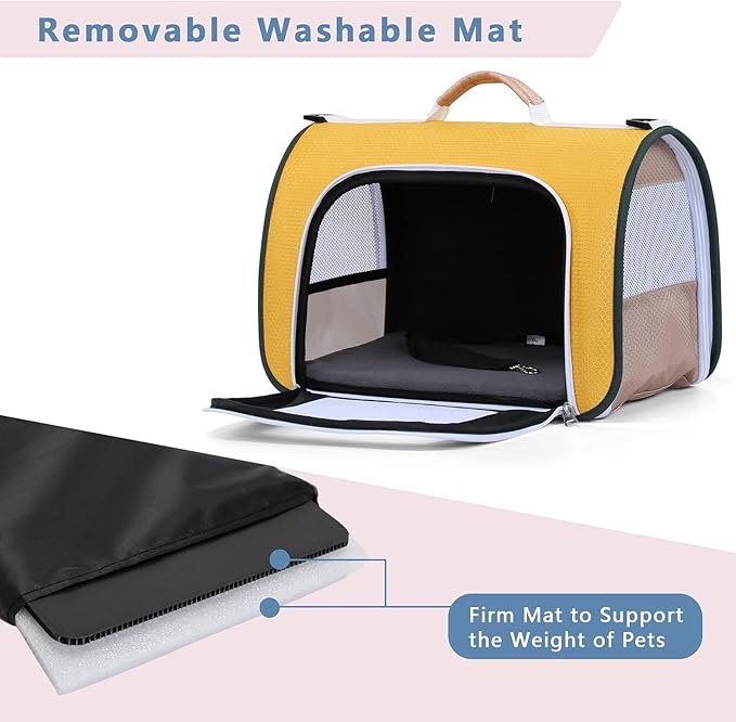 A4Pet Cat Carriers Dog Carrier Pet Carrier, TSA Airline Approved Small Dog Carrier for Cats Dogs Puppies (Up to 15lbs), Washable Soft-Sided Collapsible Travel Puppy Carrier