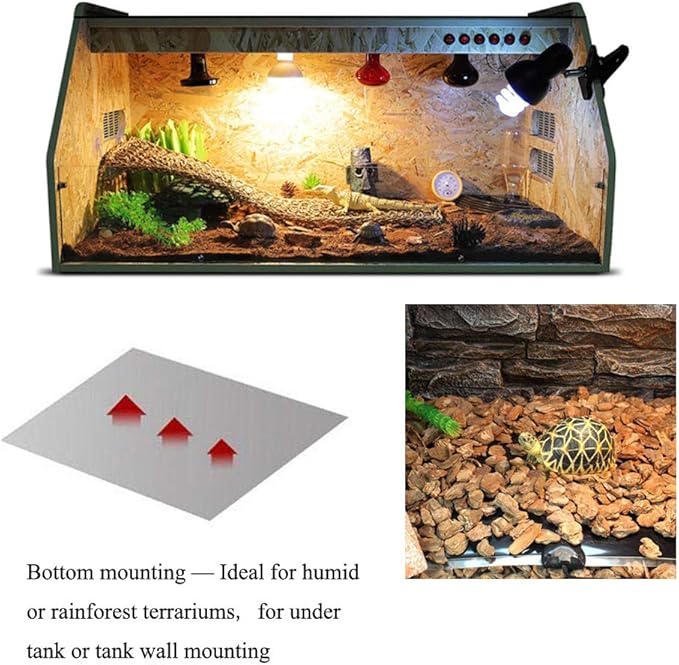 KABASI 2PCS Reptile Heating Mat, Waterproof Reptile Heat Pad Under Tank Terrarium with Temperature Control, Safety Adjustable Reptile Heat Mat for Turtle, Tortoise, Snakes, Lizard, Gecko, 7W