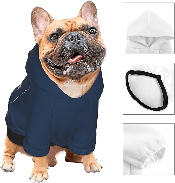 Dog Costume, Custom Dog Hoodie, Dog Name Costume Holiday Pet Pajamas Outfit, Personalized Pet Coat Costumes for Small Medium Large Dogs and Cats for Winter, Navy, XXS