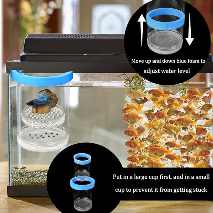Upgrade Floating Fish Breeding Isolation Box Plastic Mesh Hatchery Incubator Breeder Box BlueLarge