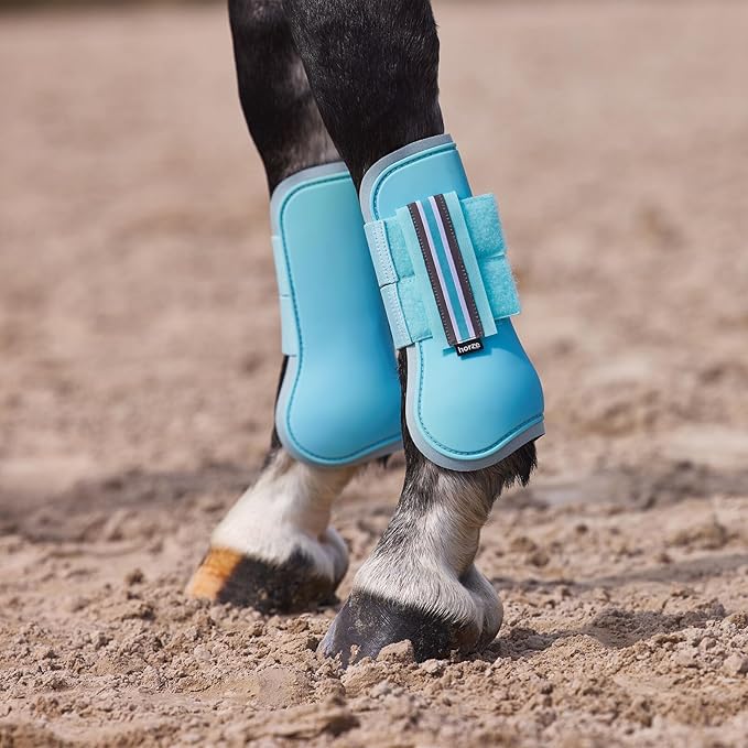 HORZE Adepto Open Front Tendon Boots | Durable Shell with Neoprene Lining - Canal Blue - Cob