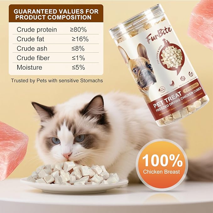 Dehydrated Freeze Dried Chicken for Cat & Dog Treats, Pet Training Dehydrated Snack for Dogs,Natural Single Ingredient High Protein Chickens Breast Snacks,Cat Jerky Chews for Dog